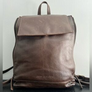 Derek Alexander Vintage Distressed Leather Multi Pocket Expandable Side Backpack